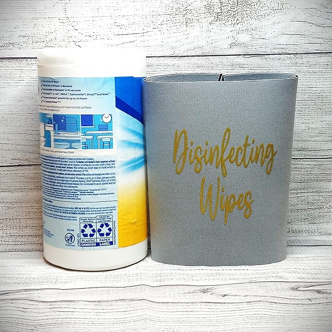 Decorative Cleaning Wipes Cover Gold Script (Small, Black)