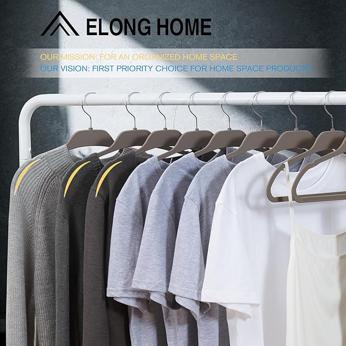 30 Pack Rubberized Hangers with Non-Slip Grip, Durable Plastic Hangers for All Clothes, Ultra-Slim Notched Design & 15.7'' Wide