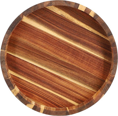 Elama 13 Inch Acacia Wood Lazy Susan Tray, Decorative Serveware, Tabletop Serving Piece (13 Inch Lazy Susan)