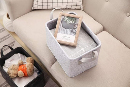 Minoisome Collapsible Storage Basket with Carry Handles Felt Fabric Storage Bin Durable Organizer for Gift Toys Shoes Clothes Towels Nursery Home Laundry Office Decorative Organizing Box(Light Grey)