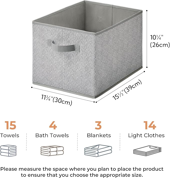 GRANNY SAYS Closet Storage Bins, Storage Baskets for Organizing, Fabric Storage Bins with Handles, Clothing Storage Containers for Organization Wardrobe, Gray, Large, 3-Pack