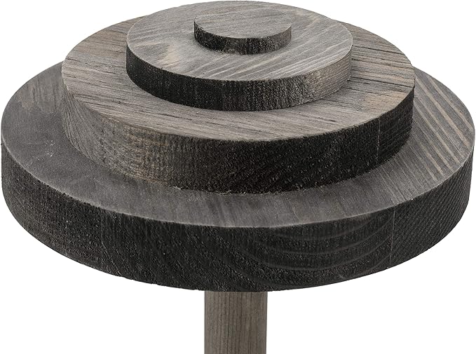 MyGift 2 Pcs Hat Holder Stand, Cowboy Hat Rack, Baseball Cap Organizer Storage, Wig Helmet Display Stand for Home, Salon, Entryway or Retail, Vintage Gray Solid Wood with Stacked Circular Discs Dome