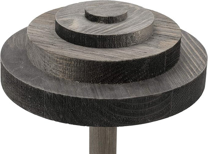 MyGift 2 Pcs Hat Holder Stand, Cowboy Hat Rack, Baseball Cap Organizer Storage, Wig Helmet Display Stand for Home, Salon, Entryway or Retail, Vintage Gray Solid Wood with Stacked Circular Discs Dome