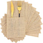 50 Pcs Natural Jute Utensils Holders, 8.8 x 4 inch Cutlery Pouch, Silverware Holder, Napkin Bag for Rustic Wedding Party Decorations