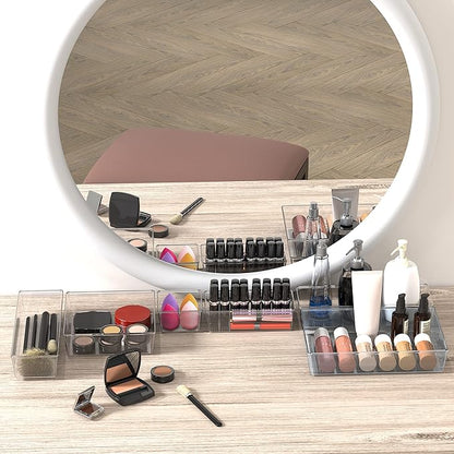 Simple Houseware 30 PCS Clear Plastic Drawer Organizers Set, 5-Size for Makeup, Bathroom, Bedroom and Office
