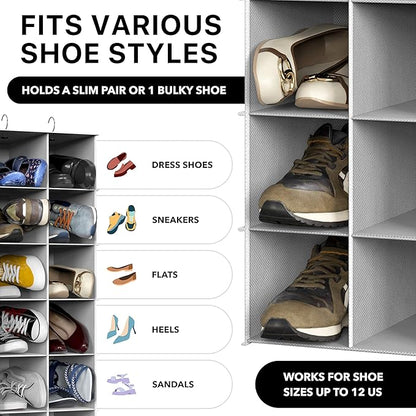 Simple Houseware 24 Section Shelves Hanging Shoes Organizer Holder for Closet, Gray