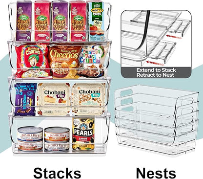 Sorbus Stackable Storage Bins Open Front, Clear Stackable Storage Bins, Pantry Bins for Storage and Organization, Acrylic Stackable Bins for Kitchen, Clear Pantry Organizer Bins (Small Wide 8 Pack)