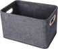 Collapsible Storage Bins Foldable Felt Fabric Storage Basket Organizer Boxes Containers with Handles Metal Handles for Nursery Toys,Kids Room,Clothes,Towels,Magazine (Dark grey）