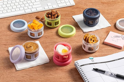 Ello Reusable Condiment Containers with Screw-on Leak Proof Lid | Perfect for Salad Dressing Sauce Dips Lunchbox Picnic Travel Bento Box | BPA-Free | Dishwasher Safe