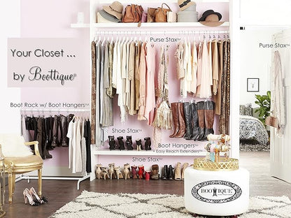 Boottique Boot Organizer: The Boot Rack Fits in Most Closets- Hangs, Holds, Shapes, & Protects Every Size and Style of Boots (6 Boot Hangers) (3 Silver Hangers Add-on)