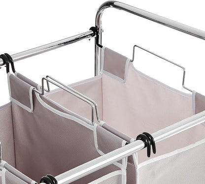 Amazon Basics 3-Bag Laundry Sorter with Removable Bags, Metal Frame, Washable, Locking Wheels, Gray