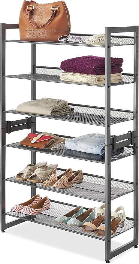 Whitmor Steel Mesh 3-Tier Shoe Rack, Gunmetal Gray