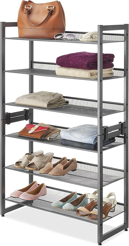 Whitmor Steel Mesh 3-Tier Shoe Rack, Gunmetal Gray