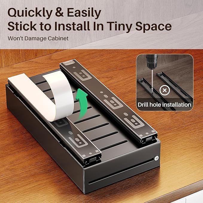 SNTD Pull Out Spice Rack for Upper Cabinet - Expandable Organizer with Smooth Ball Bearing Slides, No Drill Mounting Spice Storage for Kitchen (2 Pack, 4.1" to 7.2" W X 10" D X 2.2" H)