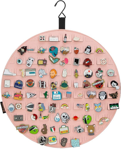 PACMAXI Hanging Brooch Pin Display Holder, Wall Pin Collection Storage Organizer, Cute Pin Banner Case Hold Up to 76 Pins.(Pins not Included) (Pink)