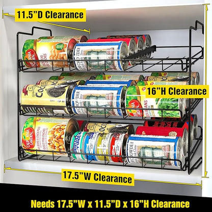Deco Brothers Stackable Can Rack Organizer for Kitchen and Pantry, 3 Tier, Black