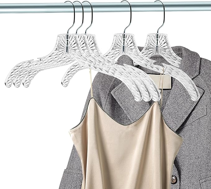 Quality Clear Plastic Hangers 96 Pack - Crystal Cut for Shirts, Suits, Coats, Dresses Hangers, Heavy Duty & Nonslip Design with Swivel Hook, 17 inches