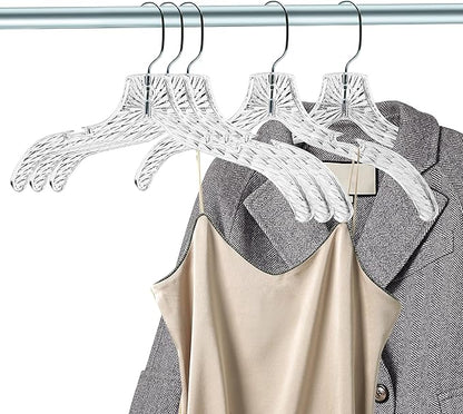 Quality Clear Plastic Hangers 24 Pack - Crystal Cut for Shirts, Suits, Coats, Dresses Hangers, Heavy Duty & Nonslip Design with Swivel Hook, 17 inches