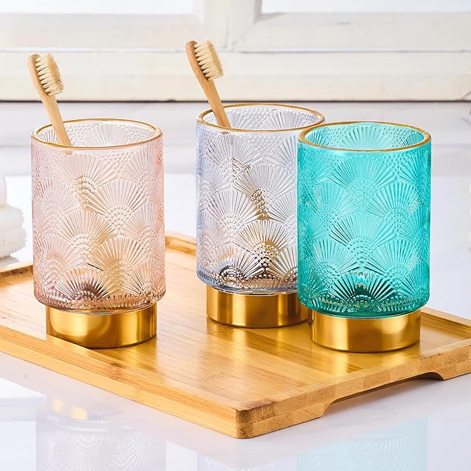 Makeup Brush Holder Organizer,Toothbrush Holders,Desk Pen Pencil Holder,Multifunctional Vintage Glass Brush Cup（A41-10-US）