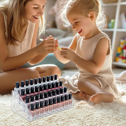 4-Tier Clear Acrylic Nail Polish Storage, Holds 32-64 Bottles, Multi-Purpose Nail Polish Rack, Sunglasses, Essential Oils and Cosmetics