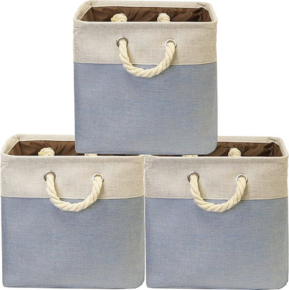 Simple Houseware 13" x 13" Large Fabric Storage Cubes for Closet and Cube Organizer, 3 Pack, Blue