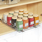 BOIVSHI Spice Rack Organizer for Cabinet, Heavy Duty Pull Out Spice Rack, Metal 1 Tier Spice Organizer for Cabinet, Kitchen, Pantry, Chrome, 8.5”W x 10.5”D x 2.3”H