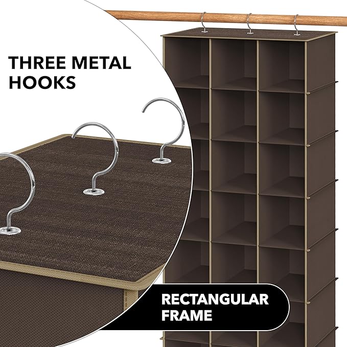 Simple Houseware 24 Section Shelves Hanging Shoes Organizer Holder for Closet, Brown