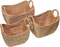 happimess BSK2002A-3SET Nellie Farmhouse Classic Handwoven Hyacinth Boat Wicker Storage Baskets with Handles, Natural (Set of 3), Seagrass Containers for Decoration in Living Room, Bedroom