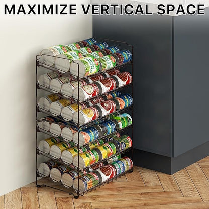 Simple Houseware Stackable Can Organizer Rack for Pantry/Cabinet – 11.5" D x 17" W x 13.75" H, Holds 36 Cans, 3-Tier Can Food Storage Dispenser, Bronze