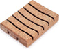 Acacia Wooden Soap Dish with Self Draining, Funny and Modern Multi Shape Design, Soap Holder for Sink Countertop, Shower & Bathroom Soap Tray。 (Slat-4.72"x3.47"x0.86")