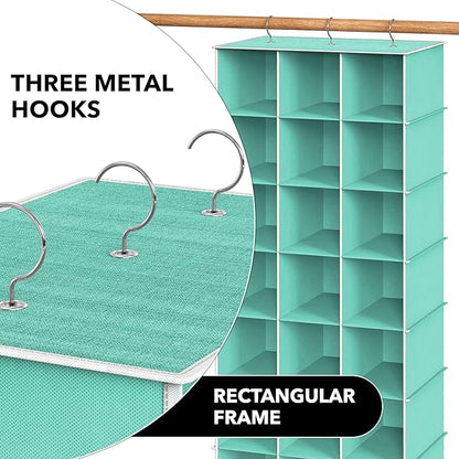 Simple Houseware 24 Section Shelves Hanging Shoes Organizer Holder for Closet, Turquoise