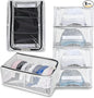 Chunful 8 Baseball Hats Storage Organizer with Window Lid Foldable Clear Snapback Baseball Caps Holder Box with Zipper Stackable Display Storage Containers Case for Closet Shelf, Each Holds 12 Hats