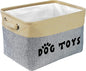 PET ARTIST Dog Toy Basket, Collapsible Dog Toy Bin Box with Comfortable Handles, Large Pet Toy Storage Basket Organizer for Accessories, Toys,Coat & Clothing,Blanket Leash (Gray, M:15"x11"x9")
