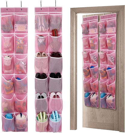 GOMAJI Over the Door Hanging Shoe Organizer, 12 Large Pockets, 2-Pack