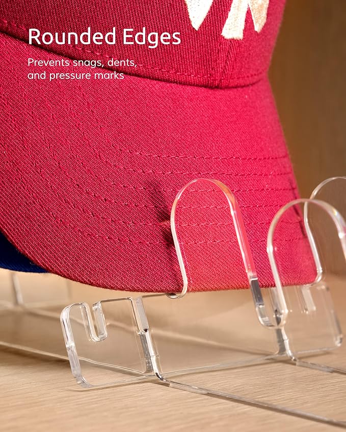 Ozueccr Baseball Hat Stand for Tabletop - 3 Pack, Adjustable Width, Holds Up to 14 Hats, 9mm Wide Brim Groove, Rounded Edges with Footpads, Cap Organizer for Closet, Dresser, Bedroom