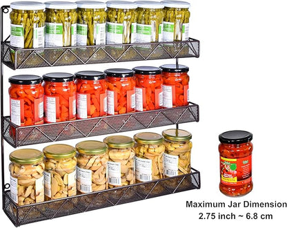 AMT 3 Tier Nail Rack, Pack Metal Wall Mount Organizer, Essential Oils Organizer, Pantry Cabinet Door Shelf Storage.Hanging Display for Spice Jars, Sauces, Cosmetic Beauty Bottles