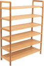 BIRDROCK HOME Free Standing Bamboo Shoe Rack | 6 Tier | Wood | Closets and Entryway | Organizer | Fits 18 Pairs of Shoes