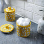Decorative Bathroom Ceramic Jar with Lid - Dispenser Apothecary Vanity Canister for Cotton Balls, Rounds, Pads, Swabs, Makeup Sponges, Hair Accessories, Q-Tips - Storage Container 4.7x3.5 Inch