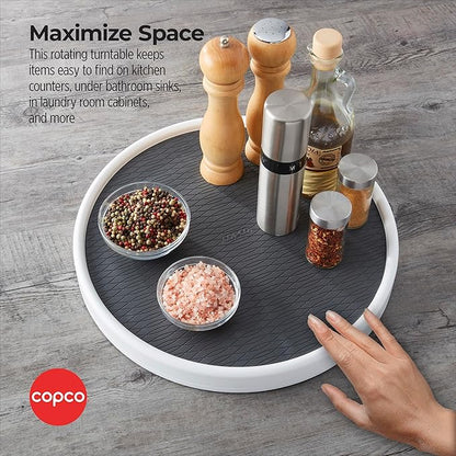 Copco Pro 15-Inch Lazy Susan Turntable, Non-Skid Pantry or Cabinet Organizer for Spices, Condiments, and Bottles, Smooth Rotation, Charcoal Finish