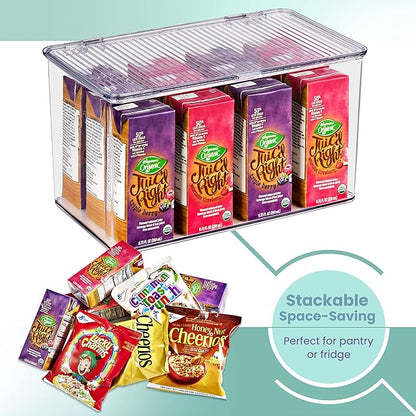 Sorbus 3 Pack Clear Plastic Storage Bins with Lids - Stackable Refrigerator Organizer - Pantry Organizer - Fridge Organization - Cabinet Organizers Containers Storage box for Kitchen (Sizes: L,M,S)
