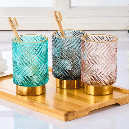 Makeup Brush Holder Organizer,Toothbrush Holders,Desk Pen Pencil Holder,Multifunctional Vintage Glass Brush Cup（A40-10-US）