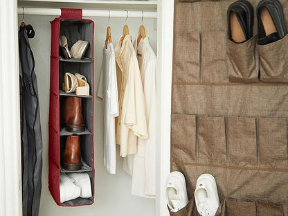 Covermates Keepsakes Hanging Shoe Organizer - Heavy Duty Material, Sturdy Interior Shelves - Closet Storage, Red Heather