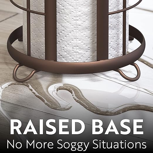 BROOKSTONE Toilet Paper Holder Stand Reserve - Free Standing Toilet Paper Stand with Storage that Holds Mega Rolls, Standing Bathroom Tissue Organizer, Bathroom Decor - Modern Storage Holder, Bronze