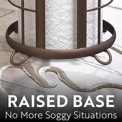 BROOKSTONE Toilet Paper Holder Stand Reserve - Free Standing Toilet Paper Stand with Storage that Holds Mega Rolls, Standing Bathroom Tissue Organizer, Bathroom Decor - Modern Storage Holder, Bronze
