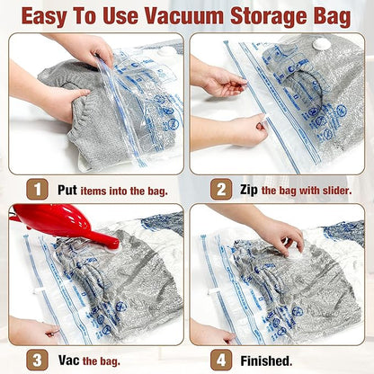 Vacuum Storage Bags, 10 Large Space Saver Vacuum Seal Bags, Space Bags for Clothes, Blankets, Bedding (10L)