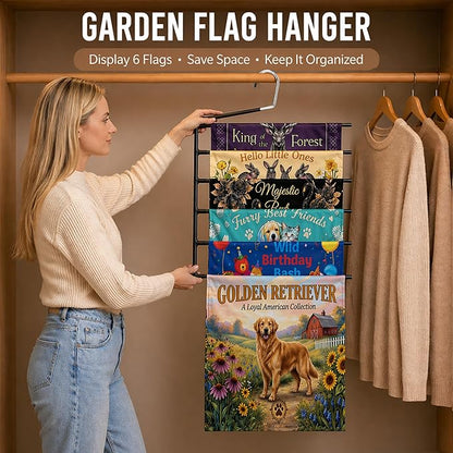5 Pack 6-Tier Garden Flag Storage Organizer, Space Saving Storage for Bedroom, Garage & Home, Wrinkle-Free Design for Seasonal Flags, Pants, Jeans & Ties, Gift Idea for Home Organization.