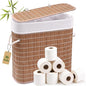 Livole Bamboo Toilet Paper Storage with Lid - 16 Regular Rolls or 12 Mega Rolls 36L Large Capacity Natural Toilet Paper Basket Organizer for Bathroom