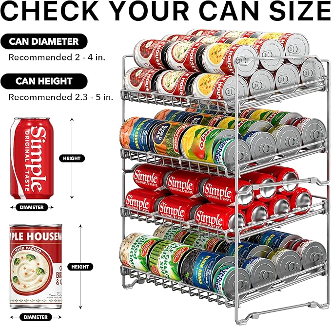 Simple Houseware 2 Tier Stackable Can Rack, Silver, 2 Pack