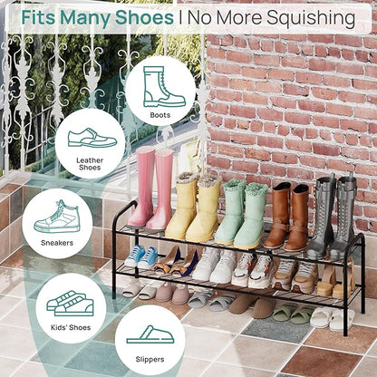 viewcare 2-Tier Shoe Rack for Closet, Extra Long Shoe Rack for Entryway & Garage, Sturdy Metal Construction, Shoe Organizer Holds 9-13 Pairs