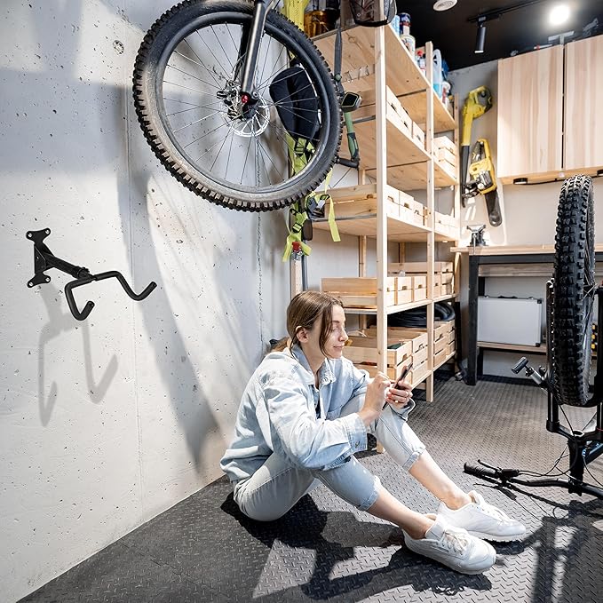 Relaxdays Bicycle Wall Mount, Foldable, Garage & Basement, Load Capacity 30 kg, H x W x D: 18 x 27 x 36 cm, Bicycle Holder, Black
